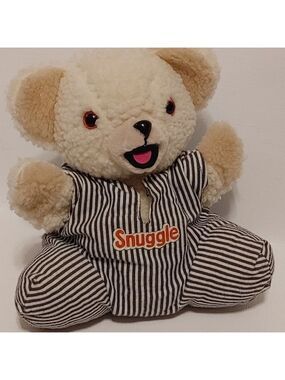 ADORABLE Downy SNUGGLE BEAR Plush Puppet with Striped Onesie